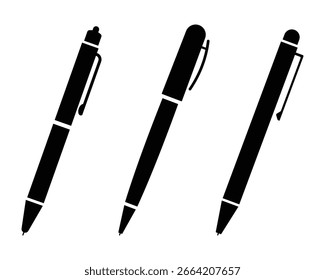 Ícone de canetas vetor. Caneta, ícone de lápis ilustração vetorial. Silhueta de caneta, ícone de escrita de lápis, giz de cera, símbolo e sinal.