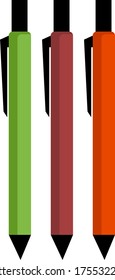 Pens, illustration, vector on white background