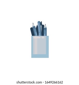 Pens inside mug fill style icon design, Tool write office object instrument equipment draw art and learn theme Vector illustration