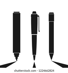 Pens, pencil, markers vector set isolated.Stationery set cartoon illustration design