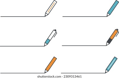 Pens and pencils with underline set