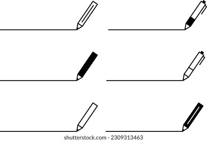 Pens and pencils with underline set