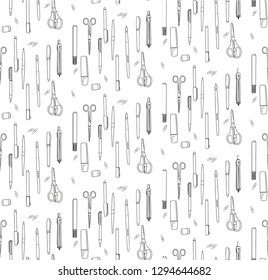 pens and scissors, stationery pattern