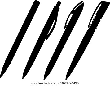 Pens in the set. Vector image. 