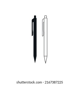 Pens simple line and black vector icons.