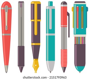 Pens Vector Cartoon Set Isolated On Stock Vector (Royalty Free ...