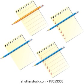 pensil and notebook. Vector illustration (EPS8). All parts (object) closed, possibility to edit.