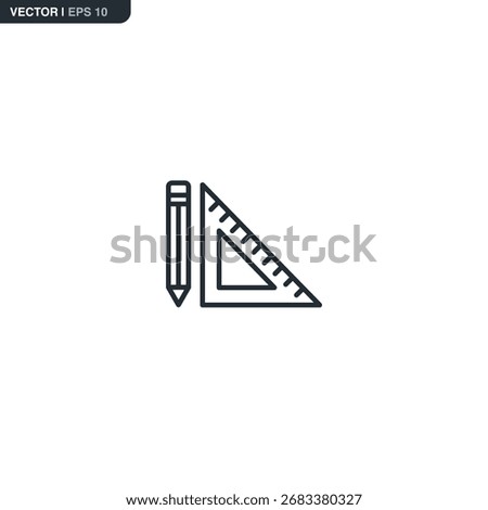 Pensil, ruler, linear style sign for mobile concept and web design. Symbol, logo illustration. Pixel perfect vector graphics