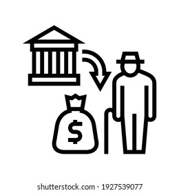 Vektorgrafik der Pensionsfonds-Linie. Vorsorgezeichen. isoliertes Kontursymbol