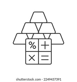 Pension calculator  vector icon. Line sign for mobile concept and web design. Symbol, logo illustration. Vector graphics