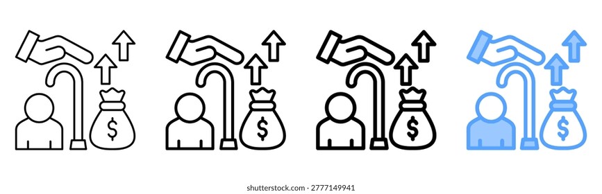 Pension Fund Icon Different Style Outline Collection Set