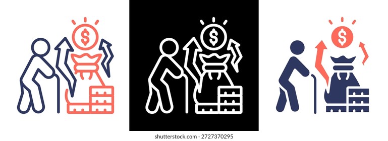 Ilustración vectorial de estilo triple Pension Fund Icon