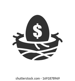 Icono del vector del fondo de pensiones en el fondo blanco
