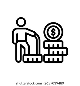 Ilustración vectorial de esquema de icono de fondos de pensiones