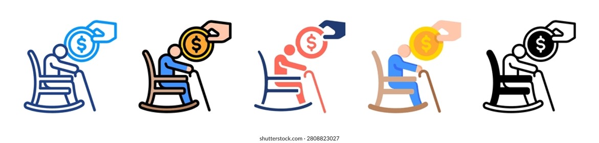 Pension Funds Icon Set Multiple Style Collection Vector Illustration