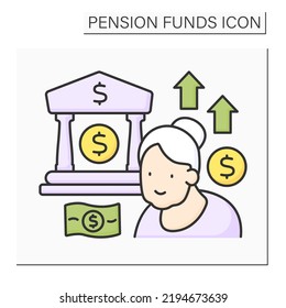 Pension funds investment color icon.Keeping all money in bank cell. Saving money. Economy concept. Isolated vector illustration