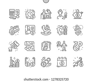 Pension Funds Well-crafted Pixel Perfect Vector Thin Line Icons 30 2x Grid for Web Graphics and Apps. Simple Minimal Pictogram