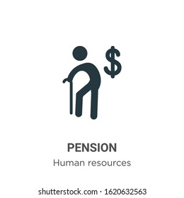 Pension glyph icon vector on white background. Flat vector pension icon symbol sign from modern job resume collection for mobile concept and web apps design.