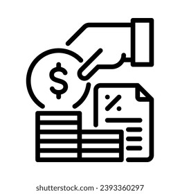 Icono de la pensión. Estilo de esquema. Vector. Aislar sobre fondo blanco.