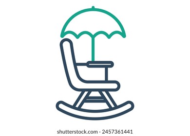 pension icon. rocking chair with umbrella. icon related to elderly. line icon style. old age element illustration
