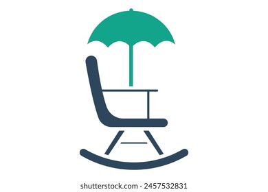 pension icon. rocking chair with umbrella. icon related to elderly. solid icon style. old age element illustration