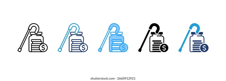 Conjunto de iconos de pensión colección de estilo múltiple