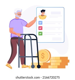 Pension insurance flat illustration is editable 
