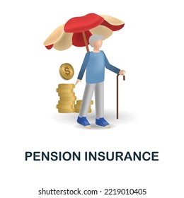 Pension Insurance icon. 3d illustration from insurance collection. Creative Pension Insurance 3d icon for web design, templates, infographics and more