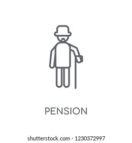 Pension linear icon. Modern outline Pension logo concept on white background from Human Resources collection. Suitable for use on web apps, mobile apps and print media.