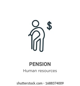 Vektorillustration-Symbol für Pension. Dünne schwarze Pension Symbol, einfache flache Vektorillustration Elementgrafik aus bearbeitbarem Job-Lebenslauf-Konzept einzeln auf weißem Hintergrund