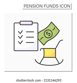 Pension Plan Color Icon.Defined Benefit Retirement Plan. Employers Promise To Pay Defined Benefits To Employees For Life After Retire.Pension Fund Concept. Isolated Vector Illustration