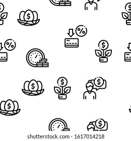 Pension Retirement Seamless Pattern Vector Thin Line. Illustrations