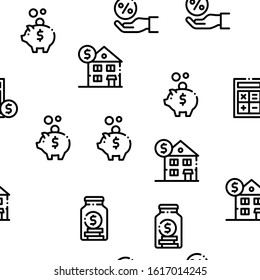 Pension Retirement Seamless Pattern Vector Thin Line. Illustrations