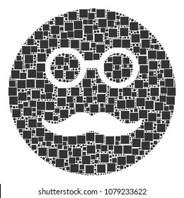 Pension Smiley composition icon of square shapes and circles in variable sizes. Vector objects are grouped into pension smiley composition design concept.
