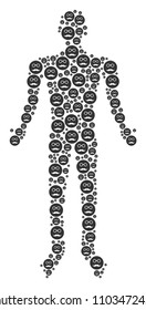 Pension smiley person representation. Vector pension smiley icons are arranged into person illustration.