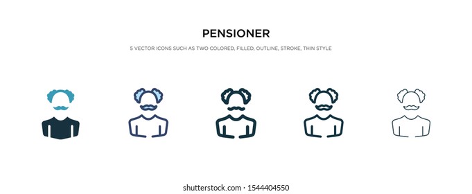 pensioner icon in different style vector illustration. two colored and black pensioner vector icons designed in filled, outline, line and stroke style can be used for web, mobile, ui