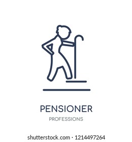 Pensioner icon. Pensioner linear symbol design from Professions collection. Simple outline element vector illustration on white background.