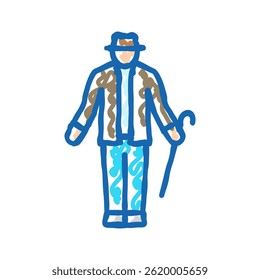 Rentner alter Mann doodle Symbol Skizze Vektor. Rentner, alter Mann, unterschreiben. einzelne Symbolgrafik