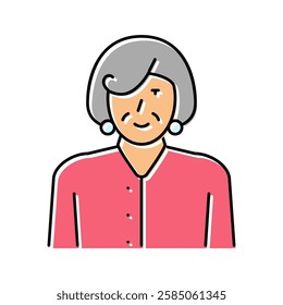 pensioner old woman color icon vector. pensioner old woman sign. isolated symbol illustration