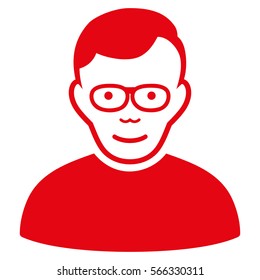 Pensioner vector icon. Flat red symbol. Pictogram is isolated on a white background. Designed for web and software interfaces.