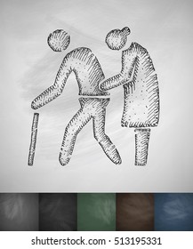 pensioners icon. Hand drawn vector illustration
