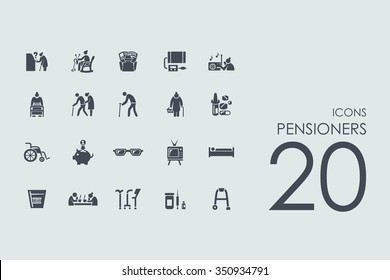 pensioners vector set of modern simple icons