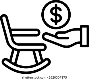 Pensions Icon Line Vector Illustration
