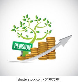 pensions tree profits graph illustration design over a white background