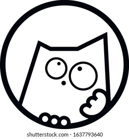 Pensive cat in a circle (one color)