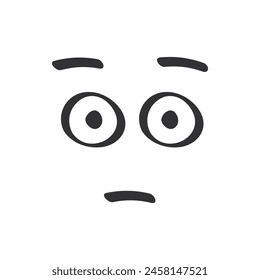 Pensive depressed facial expression of character in monochrome doodle style vector illustration