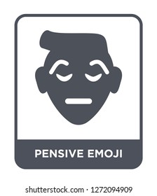pensive emoji icon vector on white background, pensive emoji trendy filled icons from Emoji collection, pensive emoji simple element illustration
