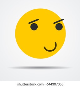 Pensive emoticon in a flat design