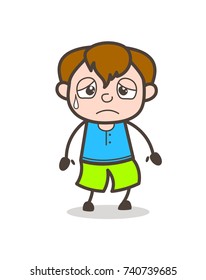 Pensive Face - Cute Cartoon Boy Illustration