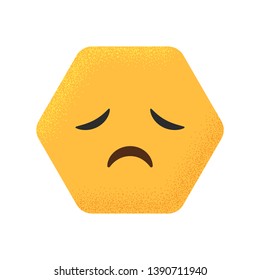 Pensive Face Emoji Hexagon Silhouette Vector Illustration Yellow